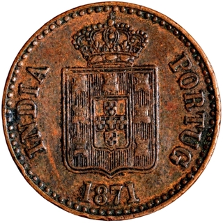 Copper Ten Reis Coin of Luiz I of Colonial Coinage of Indo Portuguese.