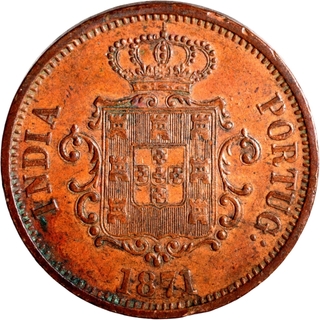 Copper Thirty Reis Coin of Luiz I of Colonial Coinage of Indo Portuguese.