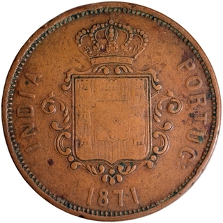 Copper Sixty Reis Coin of Luiz I of Colonial Coinage of Indo Portuguese.