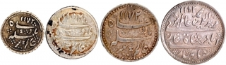 Set of Four Silver Coins of  Arkat Mint of Madras Presidency.