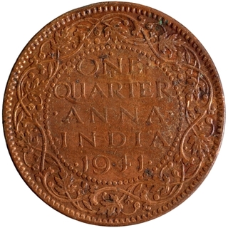 Bronze One Quarter Anna Coin of King George VI of Bombay Mint of 1941.