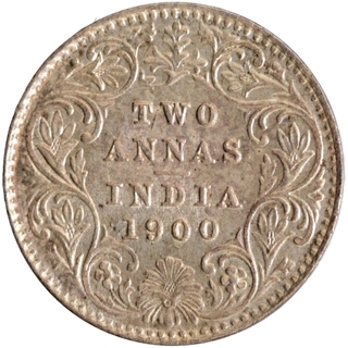 Silver Two Annas Coin of Victoria Empress of Calcutta Mint of 1900.