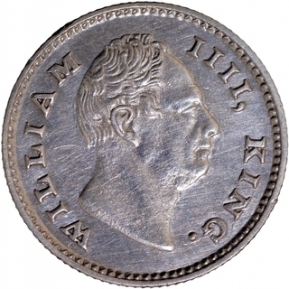 Silver Quarter Rupee Coin of King William IIII of Calcutta Mint of 1835.