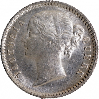 Silver Quarter Rupee Coin of Victoria Queen of Calcutta Mint of 1840.