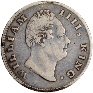 Silver Half Rupee Coin of King William IIII of Calcutta Mint of 1835.