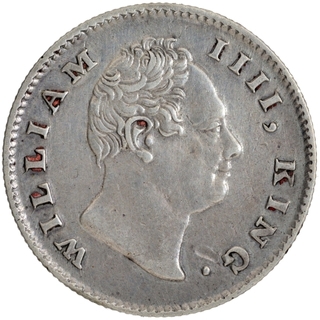 Silver Half Rupee Coin of King William IIII of Calcutta Mint of 1835.