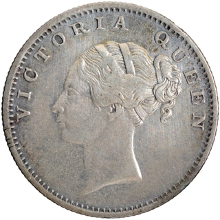 Silver Half Rupee Coin of Indian Head Victoria Queen of Calcutta Mint of 1840.