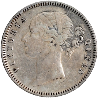 Silver Half Rupee Coin of Victoria Queen of Madras Mint of 1840.