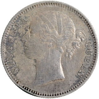 Silver Half Rupee Coin of Victoria Queen of Madras Mint of 1840.