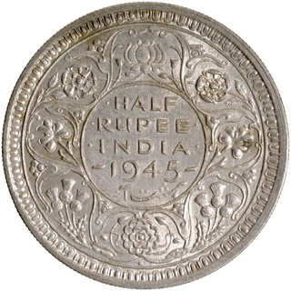 Large Five Silver Half Rupee Coin of King George VI of Bombay Mint of 1945.