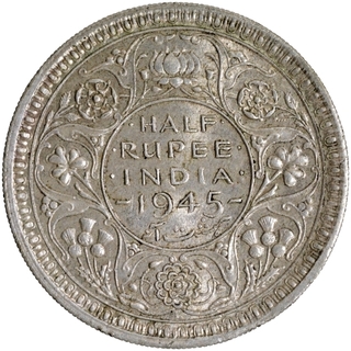 Large Five Silver Half Rupee Coin of King George VI of Lahore Mint of 1945.