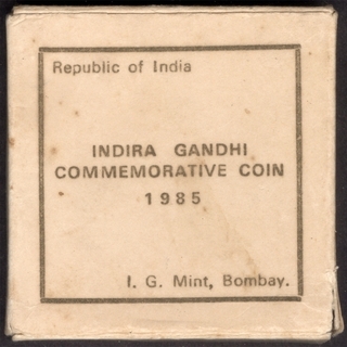 Proof Coin Set of Indira Gandhi of Bombay Mint of 1985.