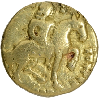 Gold Dinar Coin of Kumaragupta I of Gupta Dynasty of Horseman type.