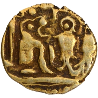 Debased Gold One Eighth Kahavanu Coin of Rajaraja I of Chola Dynasty.