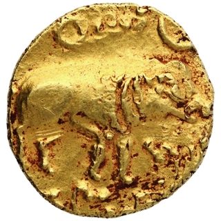 Gold Gadyana Coin of Chalukyas of Badami.