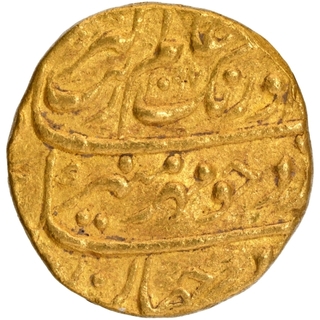 Gold Mohur Coin of Aurangzeb Alamgir of Shahjahanabad Dar ul Khilafa Mint.