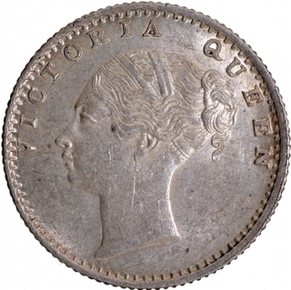 Silver Quarter Rupee Coin of Victoria Queen of Calcutta Mint of 1840.