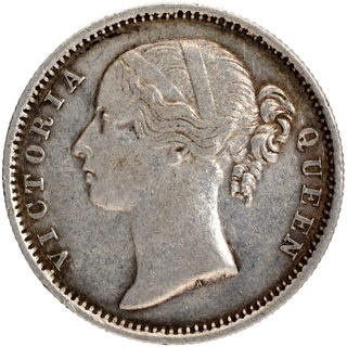 Silver Half Rupee Coin of Victoria Queen of Madras Mint of 1840.