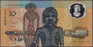 Ten Dollars Bank Note of Australia of Commemorative Issue of 1988.