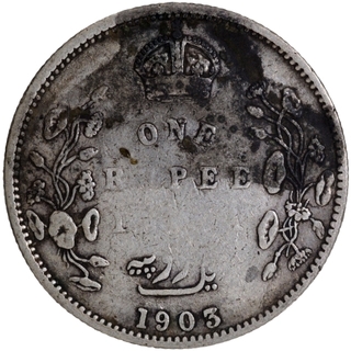 Error Silver One Rupee Coin of King Edward VII of Bombay Mint of 1903.