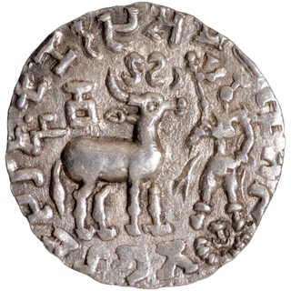 Silver Drachma Coin of Amoghbuti of Kuninda Dynasty.