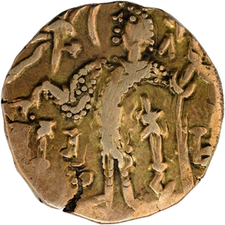 Base Gold Dinar Coin of Kidara Kushan of Later Kushans.