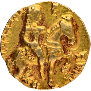 Gold Dinar Coin of Kumaragupta I of Gupta Dynasty of Horseman type.