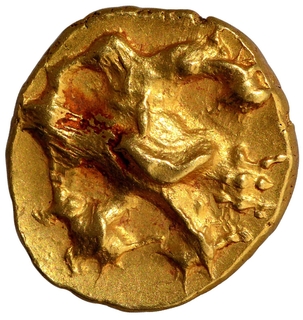 Gold Half Varaha Coin of Achyutharaya of Tuluva Dynasty of Vijayanagara Empire.