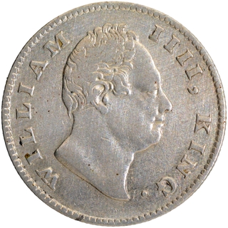 Silver Half Rupee Coin of King William IIII of Calcutta Mint of 1835.