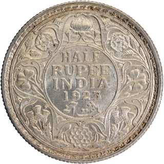 Silver Half Rupee Coin of King George V of Calcutta Mint of 1923.