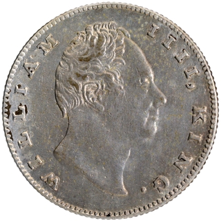 Silver One Rupee Coin of King William IIII of Bombay Mint of 1835.