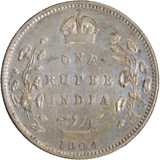 Silver One Rupee Coin of King Edward VII of Bombay Mint of 1904.