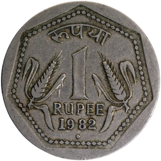 Copper Nickel One Rupee Coin of Bombay Mint of 1982 of Republic India.