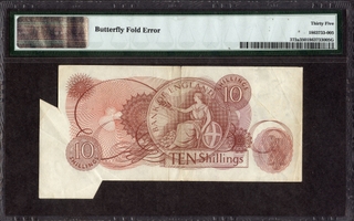 Error Ten Shillings Banknote of Great Britain of England.