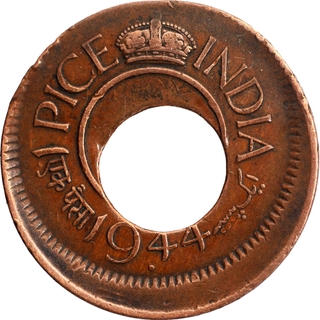 Error Bronze One Pice Coin of King George VI of Bombay Mint of 1944.