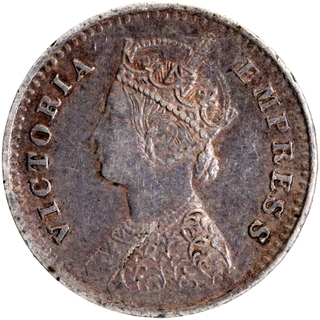 Error Silver Two Annas Coin of Victoria Empress of Bombay Mint of 1897.