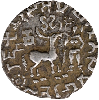 Silver Drachma Coin of Amoghbuti of Kuninda Dynasty.