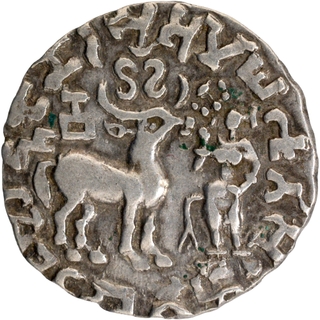 Silver Drachma Coin of Amoghbuti of Kuninda Dynasty.