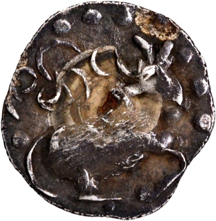 Silver One Eighth Coin of Pritichandra of Chandra Dynasty of Eastern Bengal.