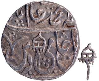 Silver One Rupee Coin of Mahe Indrapur Mint of Bharatpur.