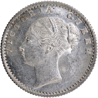 Silver Quarter Rupee Coin of Victoria Queen of Calcutta Mint of 1840.