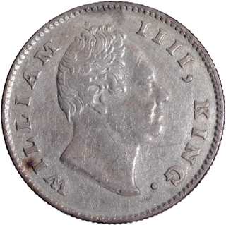 Silver Half Rupee Coin of King William IIII of Calcutta Mint of 1835.