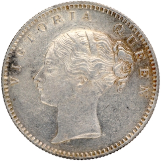 Silver Half Rupee Coin of Victoria Queen of Bombay Mint of 1840.