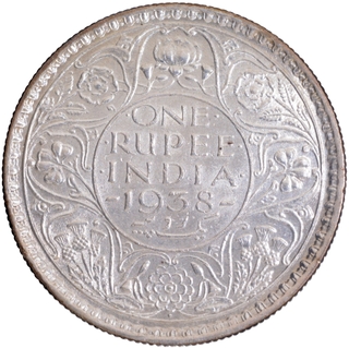 Silver One Rupee Coin of King George VI of Bombay Mint of 1938.