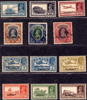 Kuwait Overprinted Stamps of King George V and King George VI