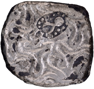 Unlisted & Rare Punch Marked Silver Vimshatika of Panchala Janapada with S shaped geometrical design coin.