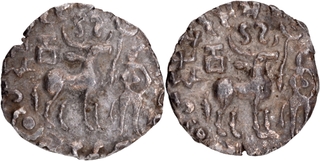 	Rare Squire Shaped Silver Drachma Coins of Amoghbuti of Kuninda Dynasty with Swastika & Many other Symbol.	