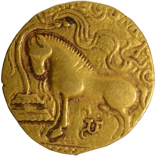 	Extremely Rare Ashvamedha type Gold Dinar Coin of Samudra Gupta of Gupta Dynasty	