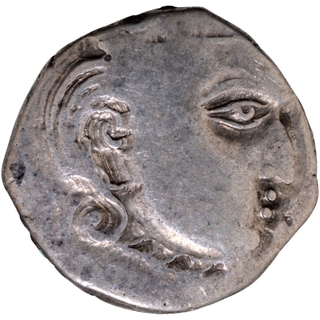 A Rare Silver Drachma Coin  of Madhyadesha type of Raja Kramaditya Skandagupta of Gupta Dynasty.