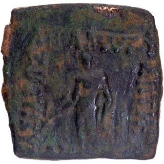 	Copper Square Hemi Obol Coin of King Apollodotus I the Saviour of Indo Greeks.	